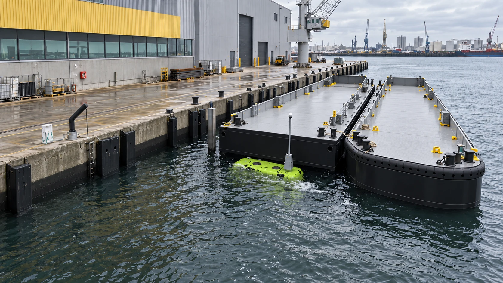 Towbot barge aerial view