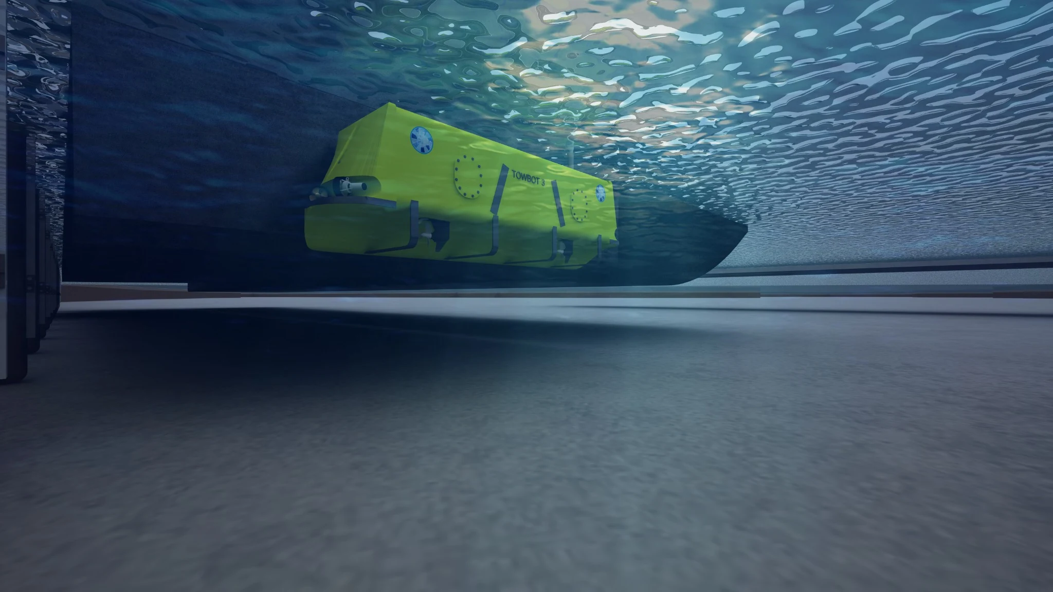 Towbot barge underwater view