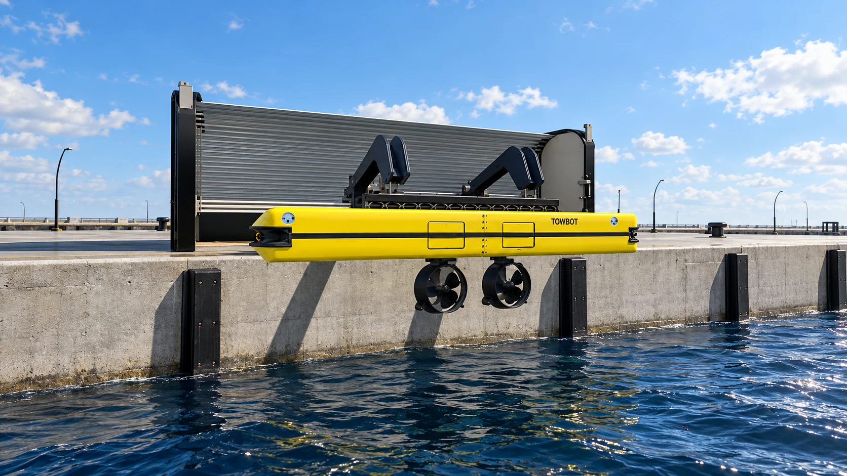Towbot quayside launch concept — illustrative
